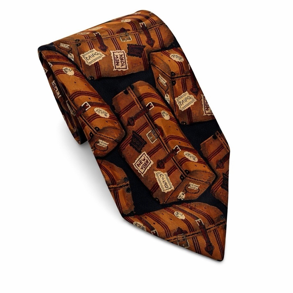 Polo Ralph Lauren Silk Tie Luggage Travel Trunk NY‎ Woven Vintage Green 58x3.75